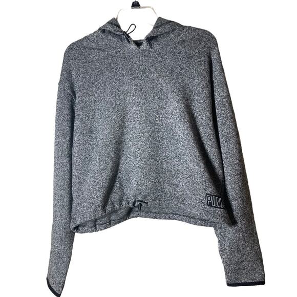 PINK Victoria's Secret Gray Hooded Cropped Pullover - M - Picture 3 of 5